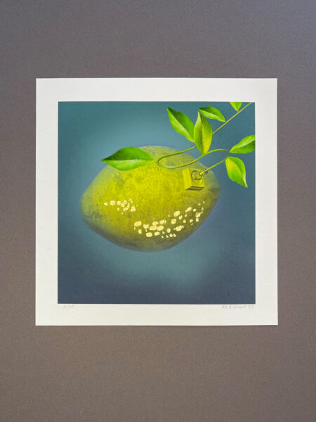 Lemon energy art print with golden leaf