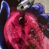 Viva art print Hand with lemon viva magenta with silver leaf